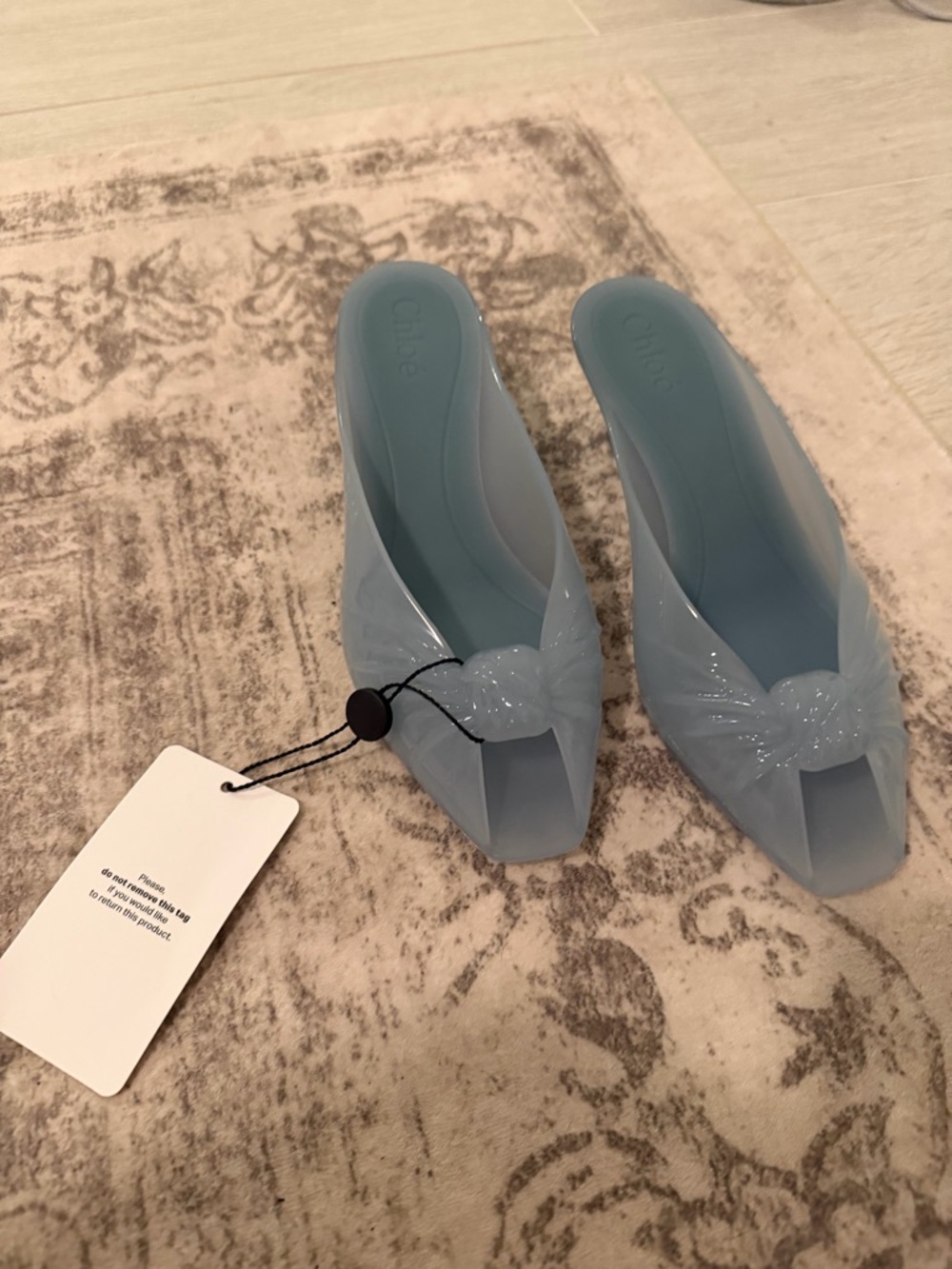 Chloe Light Blue Jelly Mule Heels-NWT size 37 - Picture 7 of 7